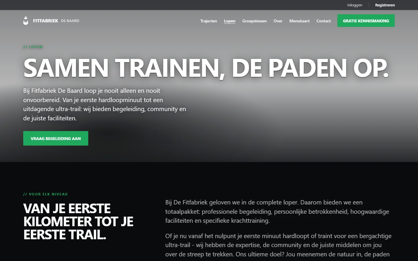 De pagina Lopen op fitfabriekdebaard.nl: samen trainen, de paden op