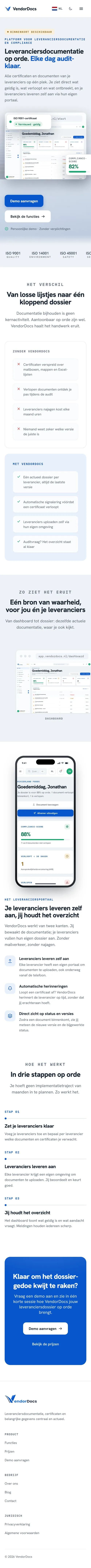 Dezelfde homepage op mobiel, van boven naar beneden